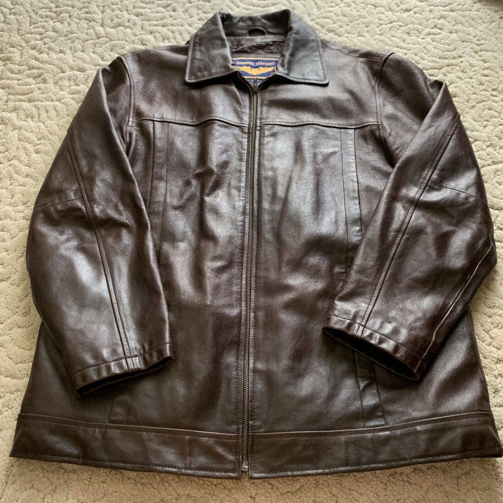 AIRBORNE Leather Jacket BROWN Coat Mens Large Vintage Please See Pictures